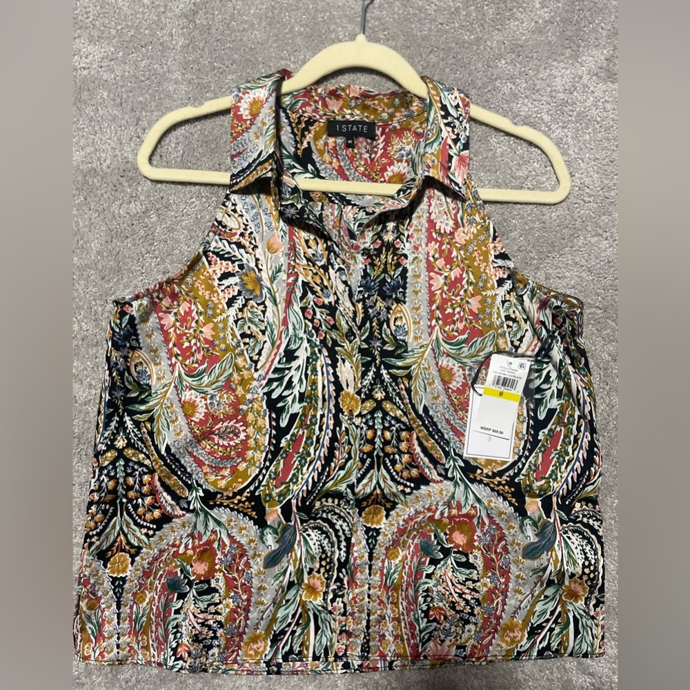 State Multicolor Paisley Sleeveless Blouse